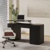 Modern Black Standing Computer Desk & Upholstered Swivel Task Office Chair Set (1500mm ) – AUD-H1929