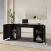 Modern Black Standing Computer Desk & Upholstered Swivel Task Office Chair Set (1500mm ) – AUD-H1929