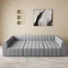 3023 mm 6-Piece Velvet Channel Tufted Upholstered Modular Sectional Sofa – Gray Pit Convertible
