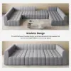 3023 mm 6-Piece Velvet Channel Tufted Upholstered Modular Sectional Sofa – Gray Pit Convertible
