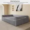 3023 mm 6-Piece Velvet Channel Tufted Upholstered Modular Sectional Sofa – Gray Pit Convertible