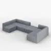 3023 mm 6-Piece Velvet Channel Tufted Upholstered Modular Sectional Sofa – Gray Pit Convertible