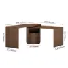Modern 152 cm L-Shaped Walnut Office Desk with Drawers, Rotating Design – Dark Walnut