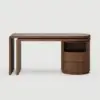 Modern 152 cm L-Shaped Walnut Office Desk with Drawers, Rotating Design – Dark Walnut