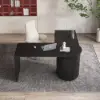 Modern 152 cm L-Shaped Black Executive Desk with Drawers, Rotating Design