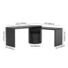 Modern 152 cm L-Shaped Black Executive Desk with Drawers, Rotating Design
