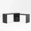 Modern 152 cm L-Shaped Black Executive Desk with Drawers, Rotating Design