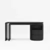 Modern 152 cm L-Shaped Black Executive Desk with Drawers, Rotating Design