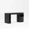 Modern 152 cm L-Shaped Black Executive Desk with Drawers, Rotating Design