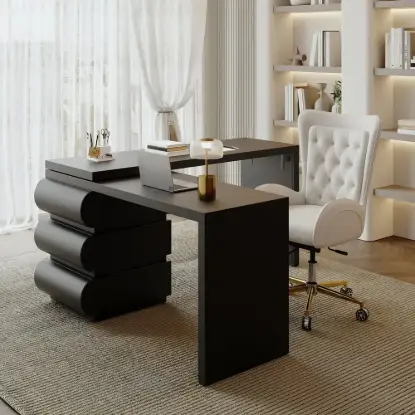 Humply Modern Minimalist Style L Shaped Desk Solid 1520mm Executive Office Desk