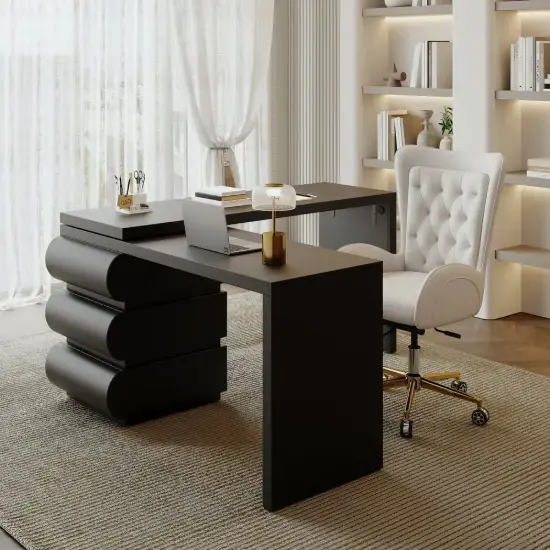 Humply Modern Minimalist Style L Shaped Desk Solid 1520mm Executive Office Desk