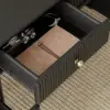 Mid Century Modern 163 cm Rectangular Black Wood Desk with 6 Drawers
