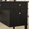 Mid Century Modern 163 cm Rectangular Black Wood Desk with 6 Drawers