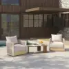 Picture of Costra Outdoor Aluminium & Rope Weave Swivel Lounge Chair in Ivory, Set of 4