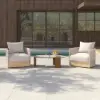 Picture of Costra Outdoor Aluminium & Rope Weave Swivel Lounge Chair in Ivory, Set of 4