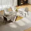 Modern 1600mm Rectangle Sintered Stone Dining Table with 4 Chairs in Gold – AUD-H1942