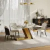 Modern 1600mm Rectangle Sintered Stone Dining Table with 4 Chairs in Gold – AUD-H1942