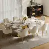 Modern 2200mm Rectangle Sintered Stone Dining Table with 8 Chairs in Gold – 6 – AUD-H1944