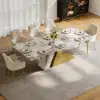 Modern 2200mm Rectangle Sintered Stone Dining Table with 8 Chairs in Gold – 6 – AUD-H1944