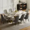 Modern 2200mm Rectangle Sintered Stone Dining Table with 8 Chairs in Gold – 6 – AUD-H1945