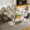 Modern 2200mm Rectangle Sintered Stone Dining Table with 8 Chairs in Gold – 6 – AUD-H1945