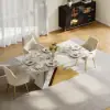Modern 1600mm Rectangle Sintered Stone Dining Table with 4 Chairs in Gold – AUD-H1946