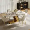 Modern 1600mm Rectangle Sintered Stone Dining Table with 4 Chairs in Gold – AUD-H1946