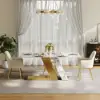 Modern 1600mm Rectangle Sintered Stone Dining Table with 4 Chairs in Gold – AUD-H1946