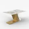 Modern 1600mm Rectangle Sintered Stone Dining Table with 4 Chairs in Gold – AUD-H1946