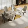 Modern 1600mm Rectangle Sintered Stone Dining Table with 4 Chairs in Gold – AUD-H1947