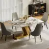 Modern 1600mm Rectangle Sintered Stone Dining Table with 4 Chairs in Gold – AUD-H1947