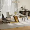 Modern 1600mm Rectangle Sintered Stone Dining Table with 4 Chairs in Gold – AUD-H1947