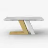 Modern 1600mm Rectangle Sintered Stone Dining Table with 4 Chairs in Gold – AUD-H1947