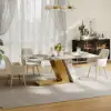 Modern 1800mm Rectangle Sintered Stone Dining Table with 6 Chairs in Gold – 7 – AUD-H1948