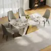 Modern 2000mm Rectangle Sintered Stone Dining Table with 6 Chairs in Gold
