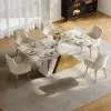 Modern 1800mm Rectangle Sintered Stone Dining Table with 6 Chairs in Gold – 7 – AUD-H1950