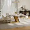 Modern 1800mm Rectangle Sintered Stone Dining Table with 6 Chairs in Gold – 7 – AUD-H1950