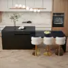 Modern 205 - 285 cm Extendable Sintered Stone Kitchen Island with Doors & Drawers, Black