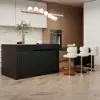 Modern 205 - 285 cm Extendable Sintered Stone Kitchen Island with Doors & Drawers, Black