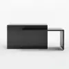 Modern 205 - 285 cm Extendable Sintered Stone Kitchen Island with Doors & Drawers, Black