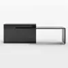 Modern 205 - 285 cm Extendable Sintered Stone Kitchen Island with Doors & Drawers, Black