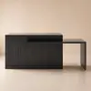 Modern 205 - 285 cm Extendable Sintered Stone Kitchen Island with Doors & Drawers, Black