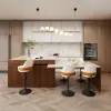 Modern 205 - 285 cm Extendable Sintered Stone Kitchen Island with Doors & Drawers, Walnut