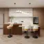 Modern 205 - 285 cm Extendable Sintered Stone Kitchen Island with Doors & Drawers, Walnut