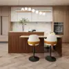 Modern 205 - 285 cm Extendable Sintered Stone Kitchen Island with Doors & Drawers, Walnut