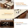 Modern 205 - 285 cm Extendable Sintered Stone Kitchen Island with Doors & Drawers, Walnut