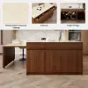 Modern 205 - 285 cm Extendable Sintered Stone Kitchen Island with Doors & Drawers, Walnut