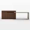 Modern 205 - 285 cm Extendable Sintered Stone Kitchen Island with Doors & Drawers, Walnut