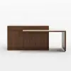 Modern 205 - 285 cm Extendable Sintered Stone Kitchen Island with Doors & Drawers, Walnut