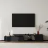 Fero 180 - 280 cm Extendable TV Unit with 3 Drawers – Engineered Wood – Black Stand
